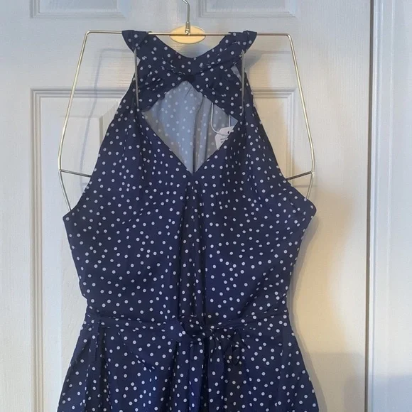 NWT White Dots on Blue Maxi Dress Size L - Picture 4 of 10